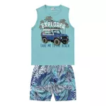 Conjunto Fakini Infantil Masculino 4-6-8 - Azul Turquesa