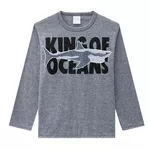 Pijama Manga Longa Kyly Infantil Masculino que Brilha no Escuro Estampa Tubarão Tamanho 10 ao 16