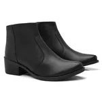 Bota Feminina Cano Curto Básica Casual Confortável Bico Redondo - Preta 