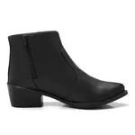 Bota Feminina Cano Curto Básica Casual Confortável Bico Redondo - Preta 