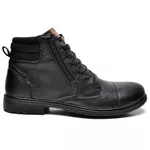 Bota Coturno Casual em Couro Soft Premium Confortável - Preto 