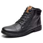 Bota Coturno Casual em Couro Soft Premium Confortável - Preto 