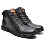 Bota Coturno Casual em Couro Soft Premium Confortável - Preto 