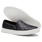 Tênis Slip On Iate Casual Feminino Em Couro - Preto