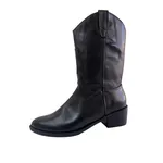Bota cano médio em Couro Legítimo Preto - 19092