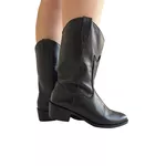 Bota cano médio em Couro Legítimo Preto - 19092