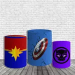 Kit Painel De Festa Vingadores Redondo + Trio De Cilindros Em Tecido