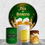 Kit Painel De Festa boteco Redondo + Trio De Cilindros Em Tecido