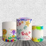 Kit Painel De Festa Dia das Crianças Redondo + Trio De Cilindros Em Tecido