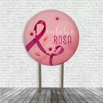 Kit Painel De Festa Outubro Rosa Redondo + Trio De Cilindros Em Tecido