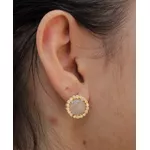 Brinco Redondo Imperial Semijoia Banho De Ouro 18k Zirconia Quartzo Rosa Coroado Por Zirconia Incolor
