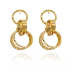 Brinco Elos Entrelaçados Texturizados Semijoia Banho de Ouro 18K