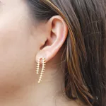 Brinco Zircônias e Spikes Banho de Ouro 18K