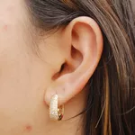 Brinco Argola Oval Cravejada de Zircônias Banho de Ouro 18K
