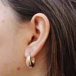 Brinco Argola com Fileira de Zircônias Banho de Ouro 18K