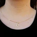 Colar Círculo Árvore da Vida Com Zirconias e Corrente Veneziana Banho de Ouro 18K