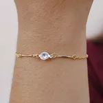 Pulseira Ponto De Luz e Palito Banhado a Ouro 18k