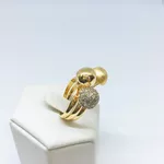 Anel Trio De Bolas Semijoia Banho De Ouro 18k Cravação De Zircônia Detalhe Em Ródio