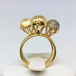 Anel Trio De Bolas Semijoia Banho De Ouro 18k Cravação De Zircônia Detalhe Em Ródio