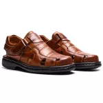 Sandália Comfort Masculino em Couro Pinhão