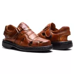 Sandália Comfort Masculino em Couro Pinhão