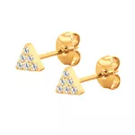 Brinco Triangular Em Titânio Cravejado Com 06 Zircônias ( Par)