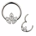 Argola Segmentada Com 03 Pedras Zirconia Modelo Navete