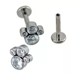 Topo Labret Com 04 Pedras Cz ( Push Pin) e Rosca Interna