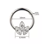 Argola Segmentada Com 03 Pedras Zirconia Modelo Navete