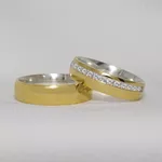 Aliança de Casamento em Ouro e Prata Maciço Marriage Glow - Combo