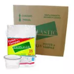 Pote Plástico PP Redondo Rioplastic com Sobretampa 250ml c/25 und