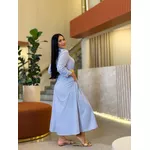 Vestido Celeste Branco E Azul Marinho