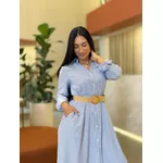 Vestido Celeste Branco E Azul Marinho