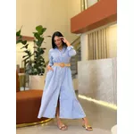 Vestido Celeste Branco E Azul Marinho