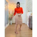 Jaqueta Nathy Laranja Jeans Cropped