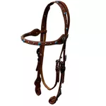 CABECADA COURO BOOTS HORSE TESTA - LE COM AFOGADOR/ MARGARIDA/ FIVELA PERSONALIZADA / TACHA AZUL