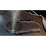 CONJUNTO DE CABEÇADA E PEITEIRA COURO - BEGE BORDADO/STRASS/CRAVINHO