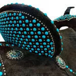 SELA FORMA PROTEC HORSE NEOPRENE CAFÉ - TACHA AZUL/CRAVINHO/ABA RECORTADA