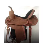 SELA FORMA PROTEC HORSE COURO MARROM - SIMPLES/TENTO VERMELHO/ASSENTO PRETO/ABA RECORTADA