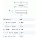 CAIXA D'AGUA COM TAMPA 100 LITROS 2010001 FORTLEV