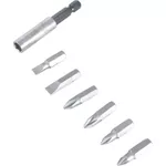 JOGO DE BITS/PONTEIRA CRV 7 PEÇAS ENCAIXE SEXTAVADO 1/4 3538007000 VONDER
