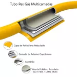 TUBO PARA GÁS MULTICAMADA UV 16MM AMARELO G/1620M ASTRA