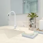 TORNEIRA BANCADA BICA MÓVEL QUARTZO 1/4 VOLTA BRANCO 2980 HERC
