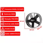 VENTILADOR/EXAUSTOR AXIAL IND. 220V 500MM GRAFITE TRON