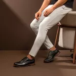 Sapato Masculino Derby Sola De Couro com Borracha Absolut Preto