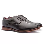 Sapato Masculino Derby Sola De Couro com Borracha Absolut Preto