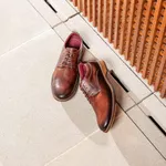 Sapato Masculino Derby Sola De Couro com Borracha Look Pinhão