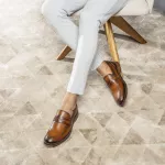 Sapato Masculino Loafer Sola De Couro com Borracha Look Caramelo