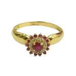 Anel Chuveiro em Ouro 18k com Brilhantes e Rubi 2.8g