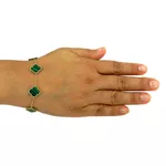 Pulseira em Ouro 18k Feminina com Trevo de Malaquita 6.7g